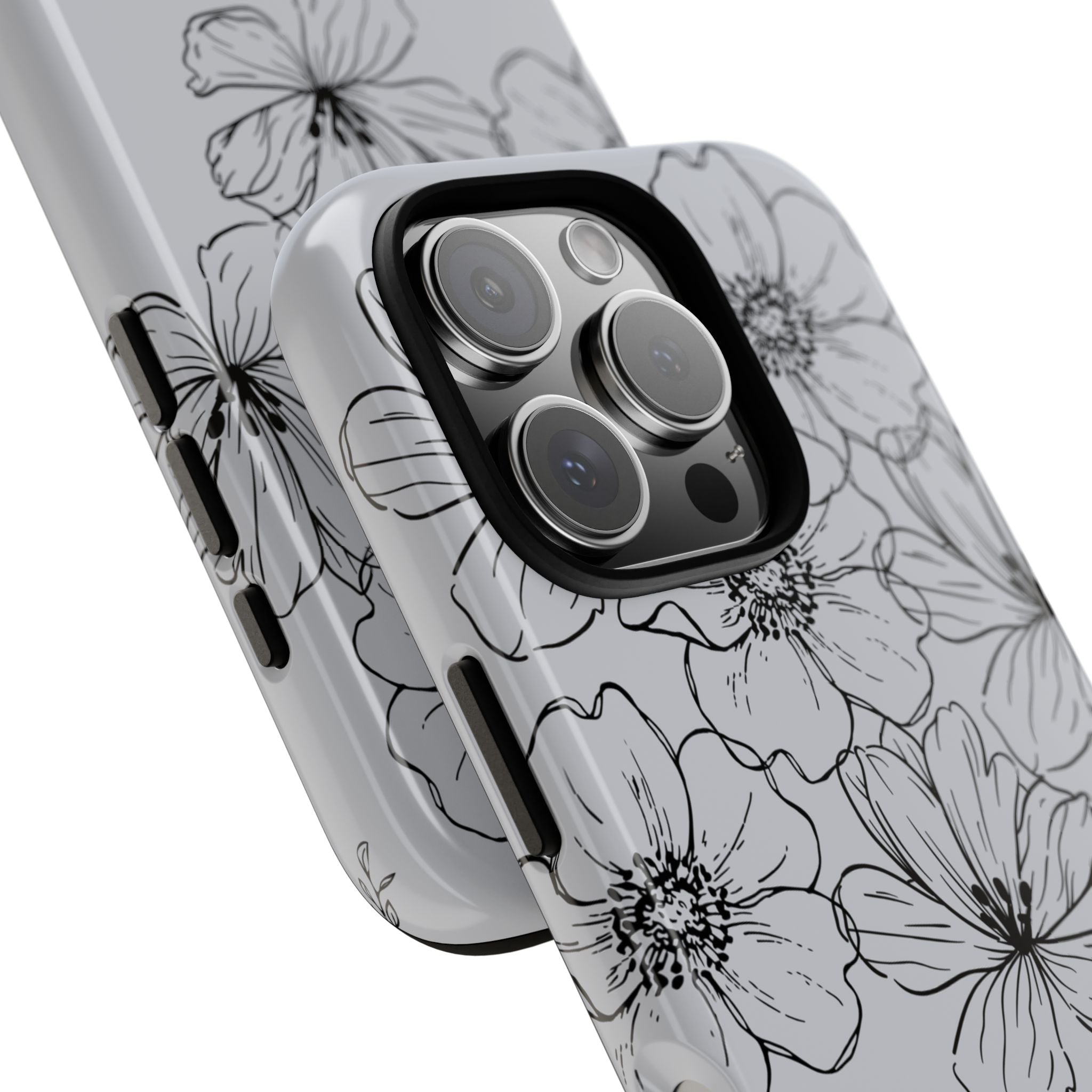 Flowers in Monochrome Phone Case Pink for Iphone and Android