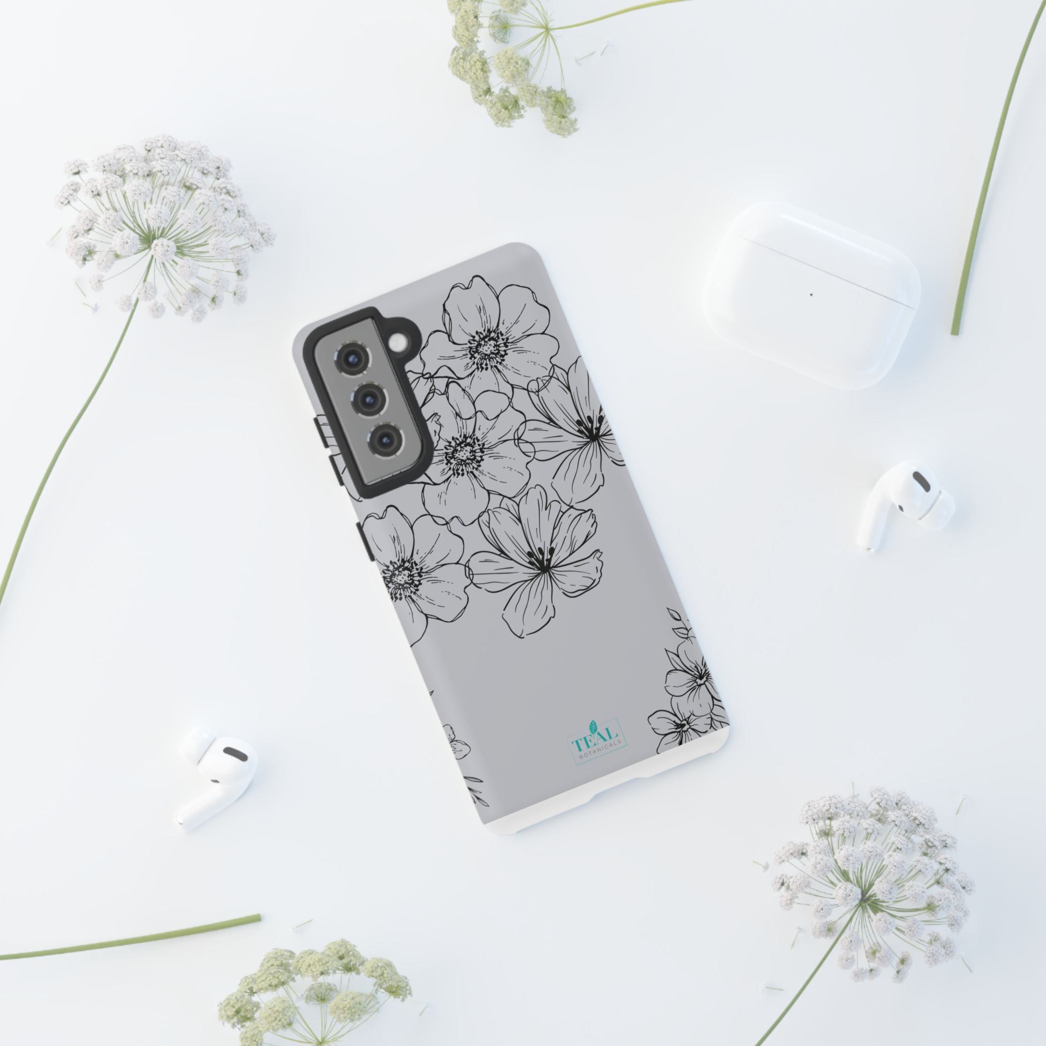 Flowers in Monochrome Phone Case Pink for Iphone and Android