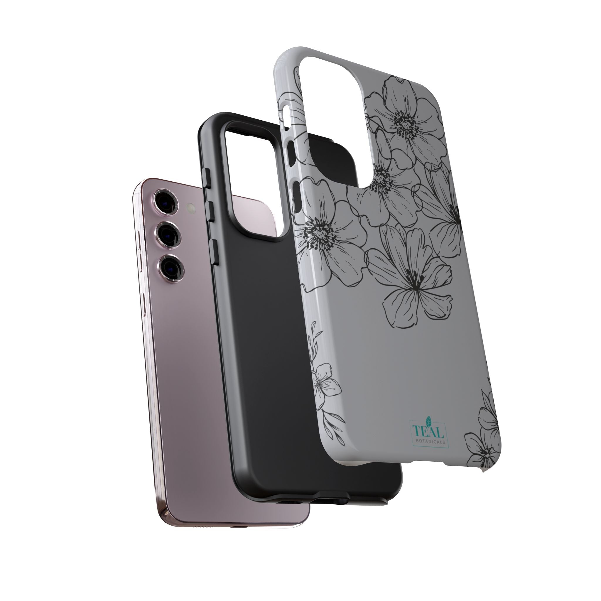 Flowers in Monochrome Phone Case Pink for Iphone and Android