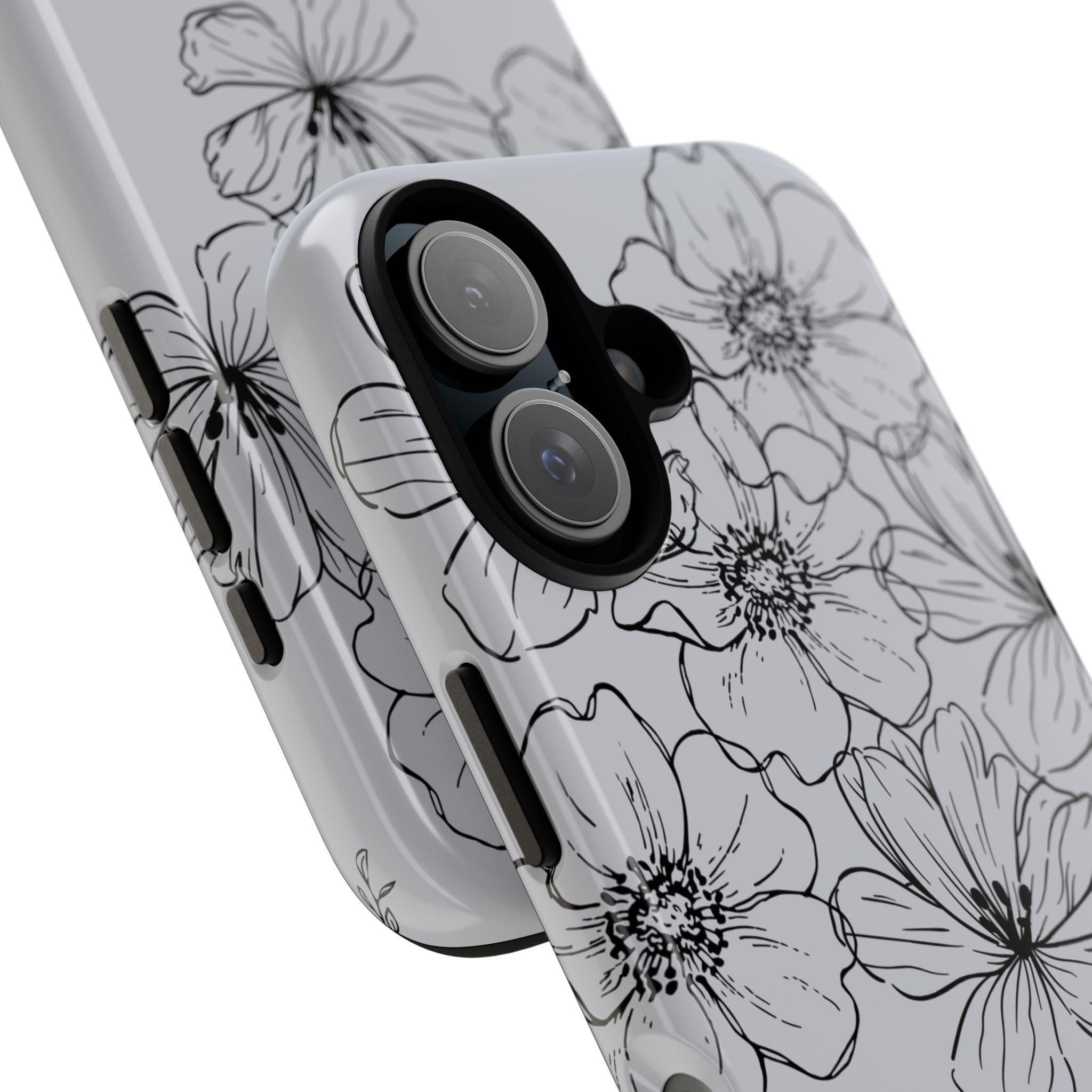 Flowers in Monochrome Phone Case Pink for Iphone and Android