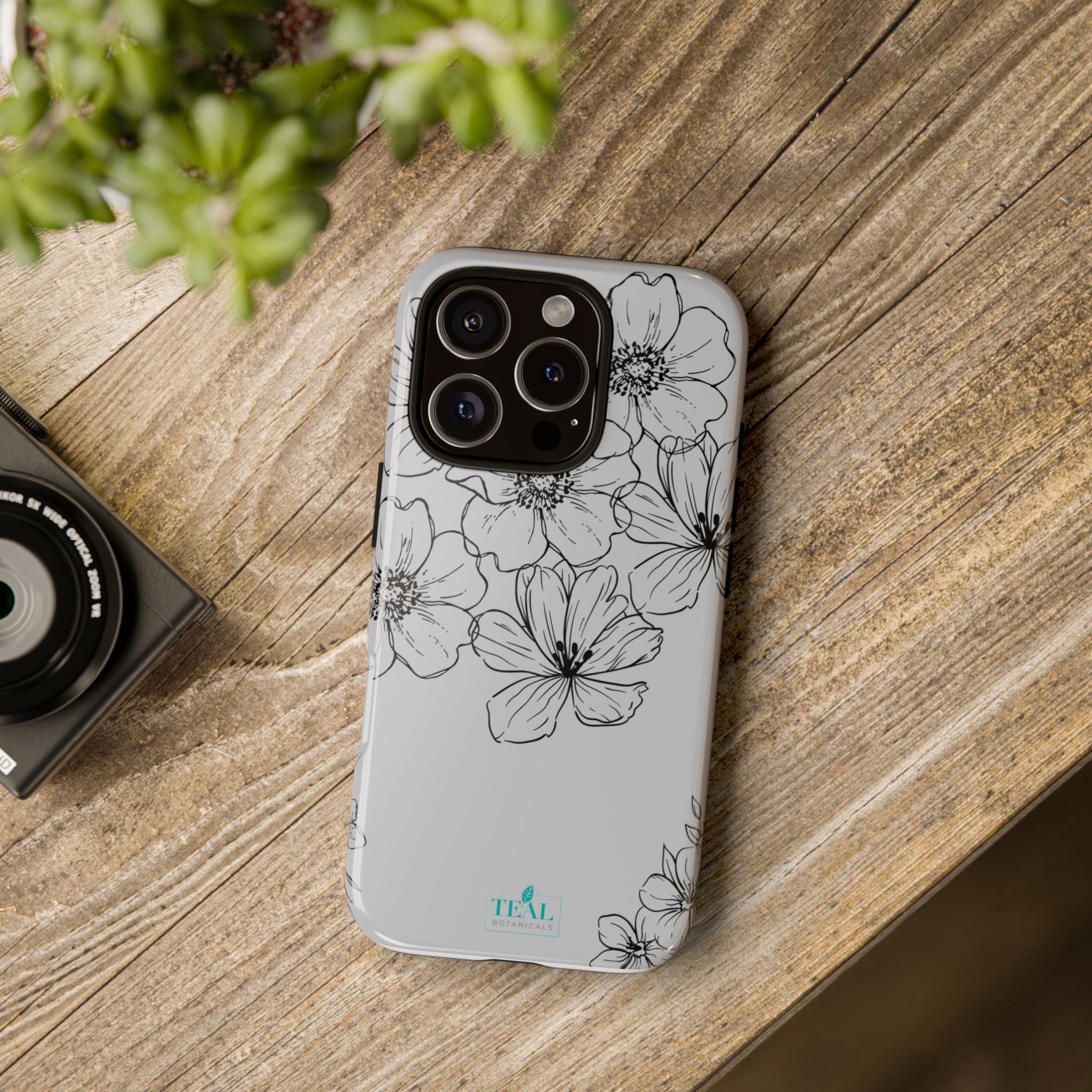 Flowers in Monochrome Phone Case Pink for Iphone and Android