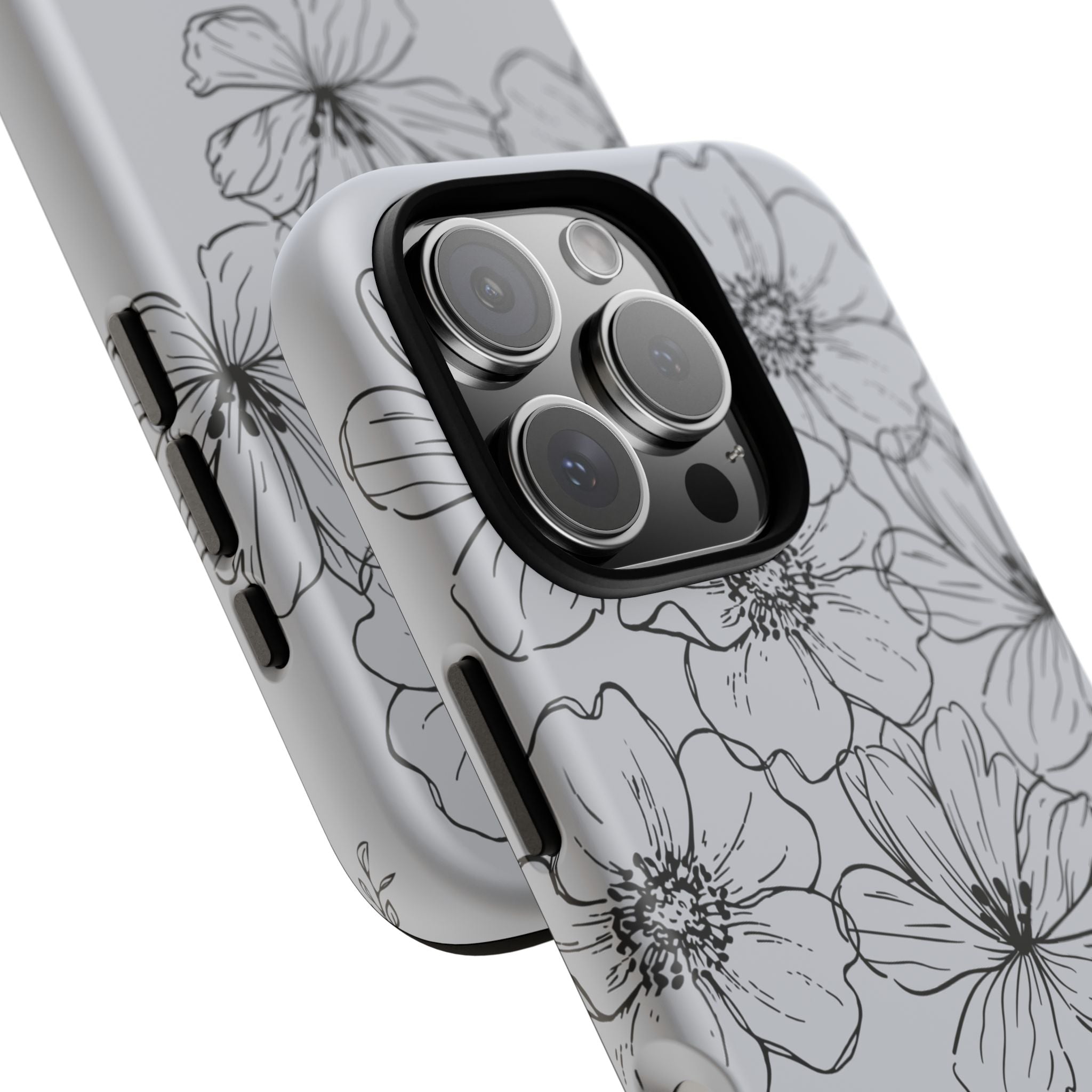 Flowers in Monochrome Phone Case Pink for Iphone and Android