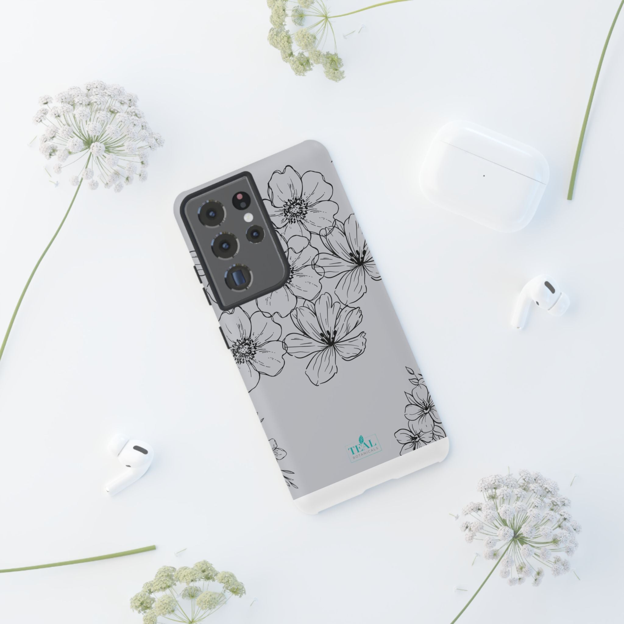 Flowers in Monochrome Phone Case Pink for Iphone and Android