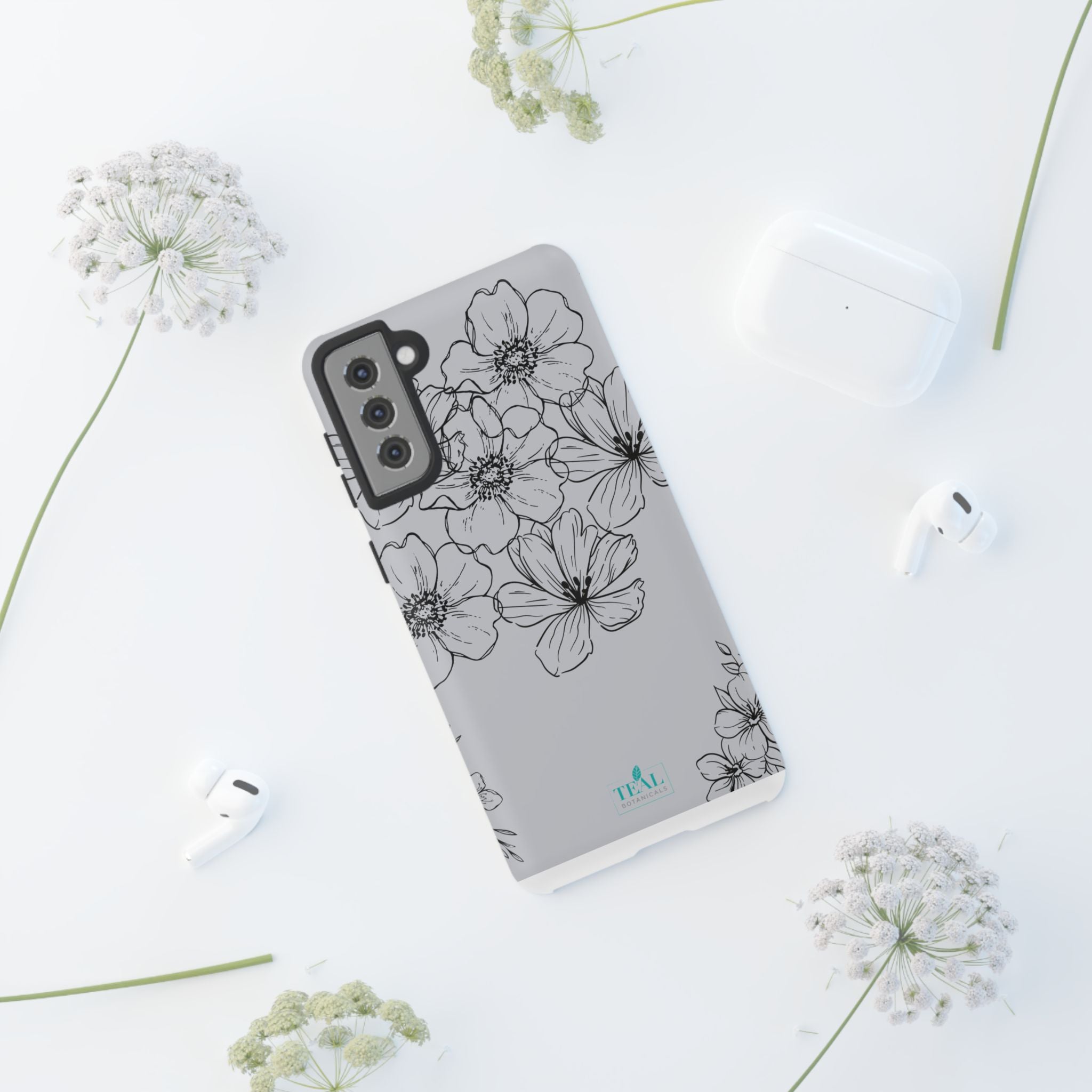 Flowers in Monochrome Phone Case Pink for Iphone and Android