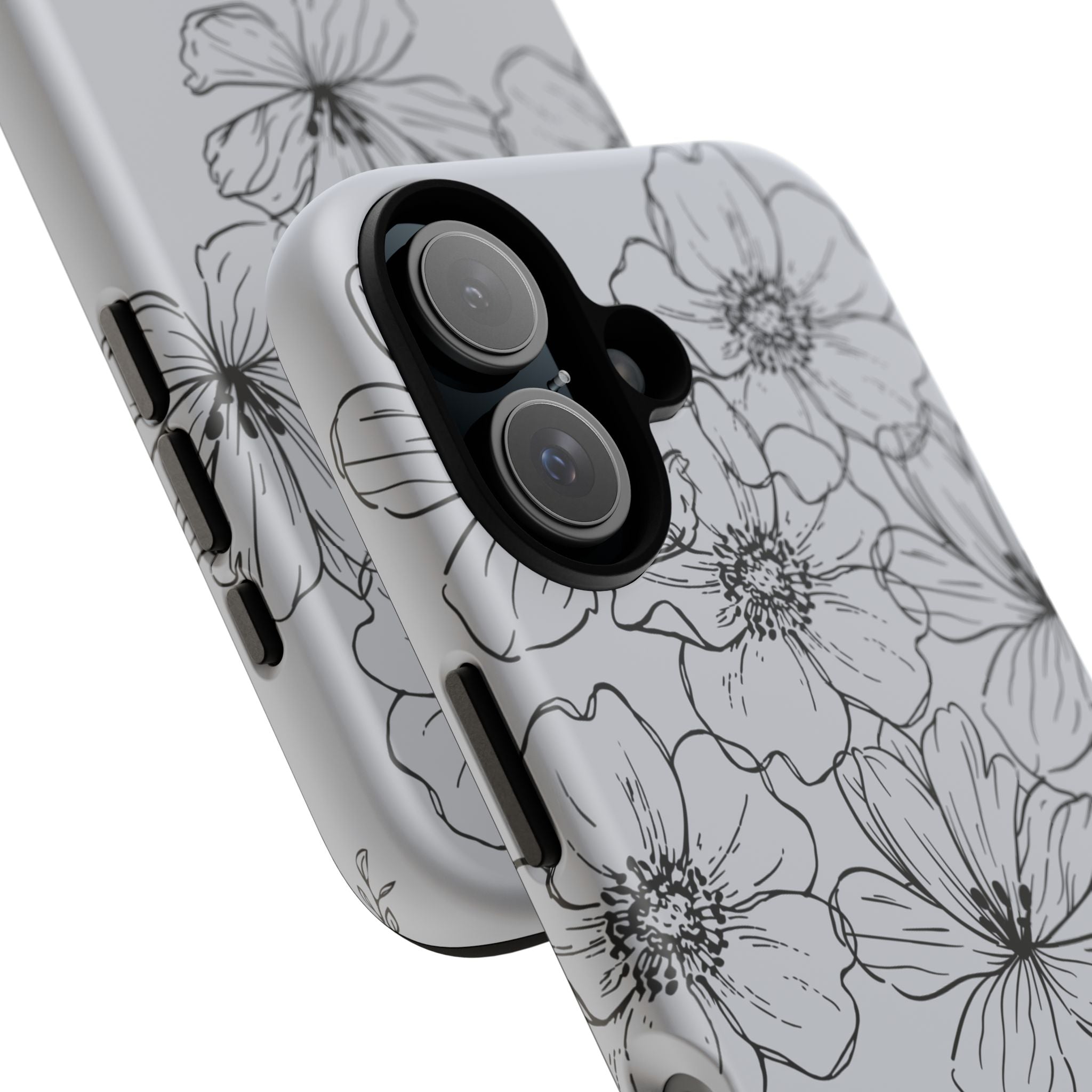 Flowers in Monochrome Phone Case Pink for Iphone and Android