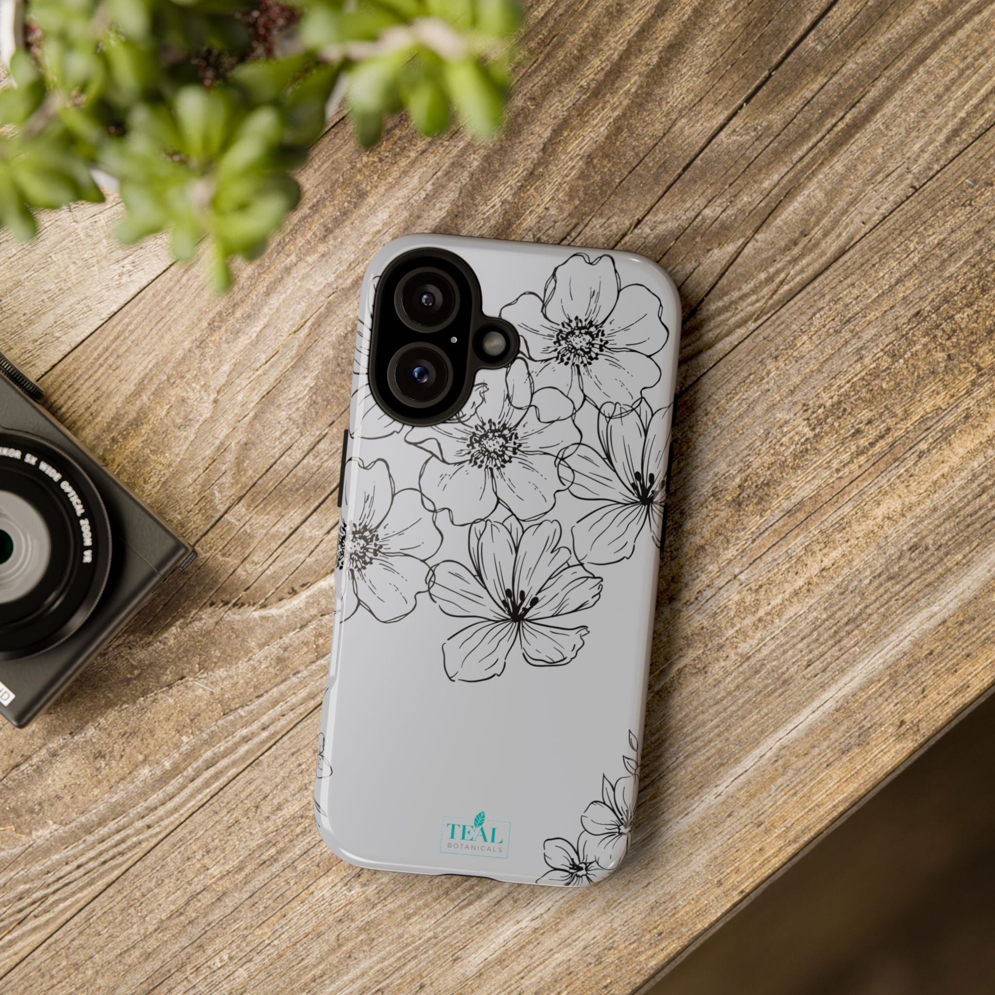 Flowers in Monochrome Phone Case Pink for Iphone and Android