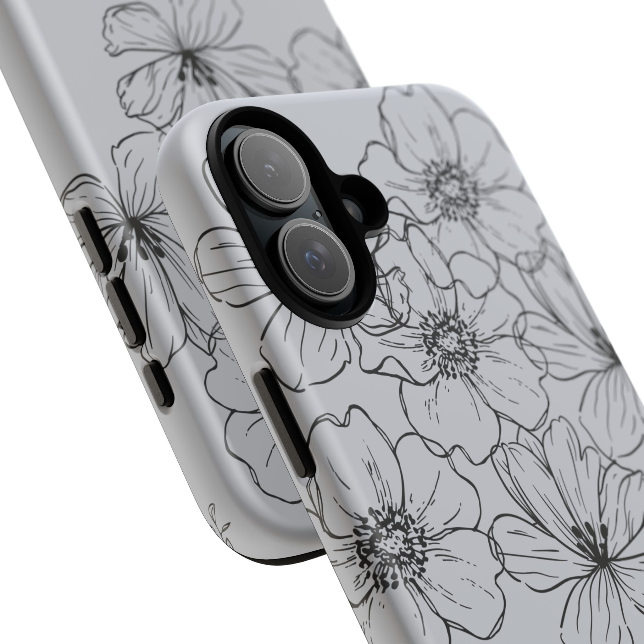 Flowers in Monochrome Phone Case Pink for Iphone and Android