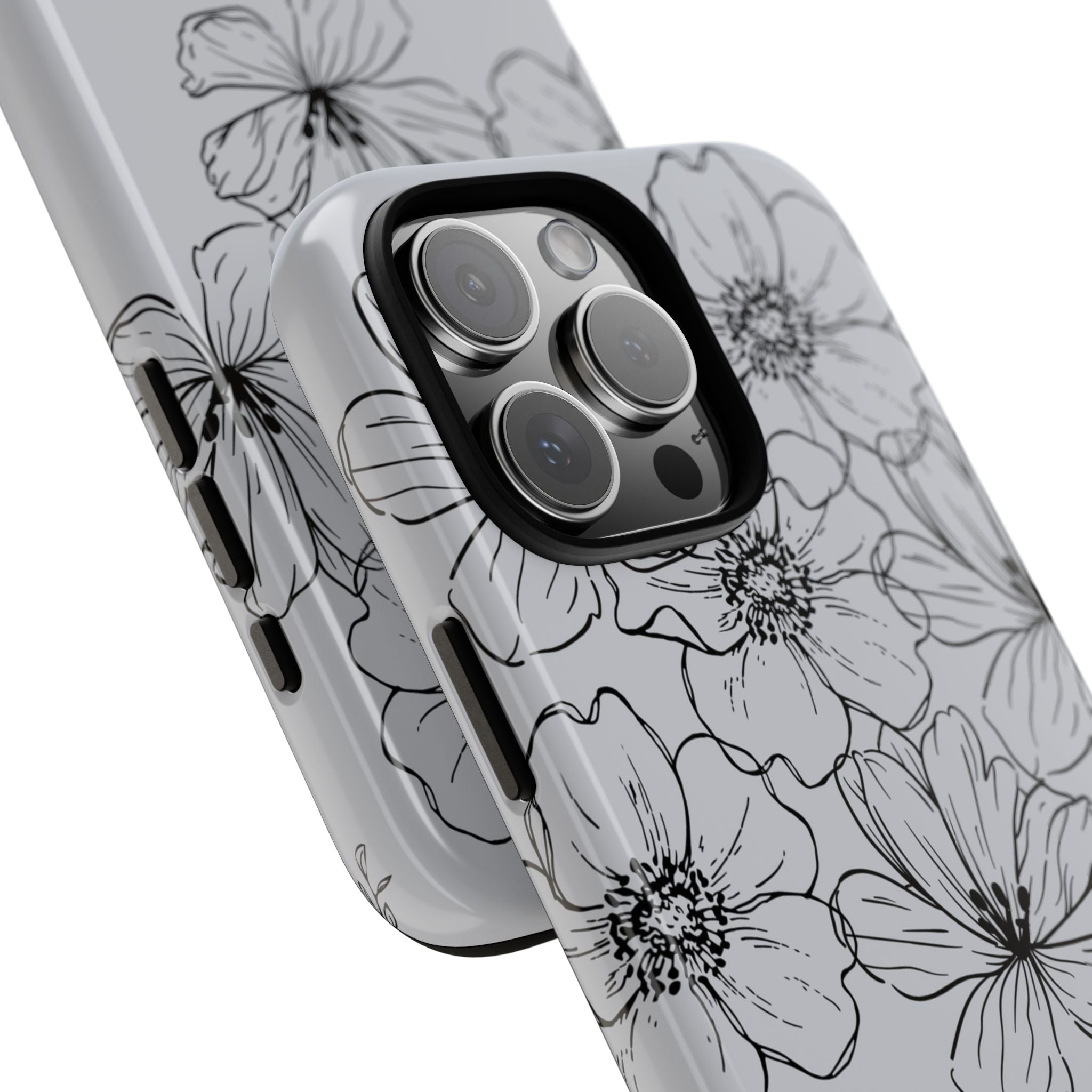 Flowers in Monochrome Phone Case Pink for Iphone and Android
