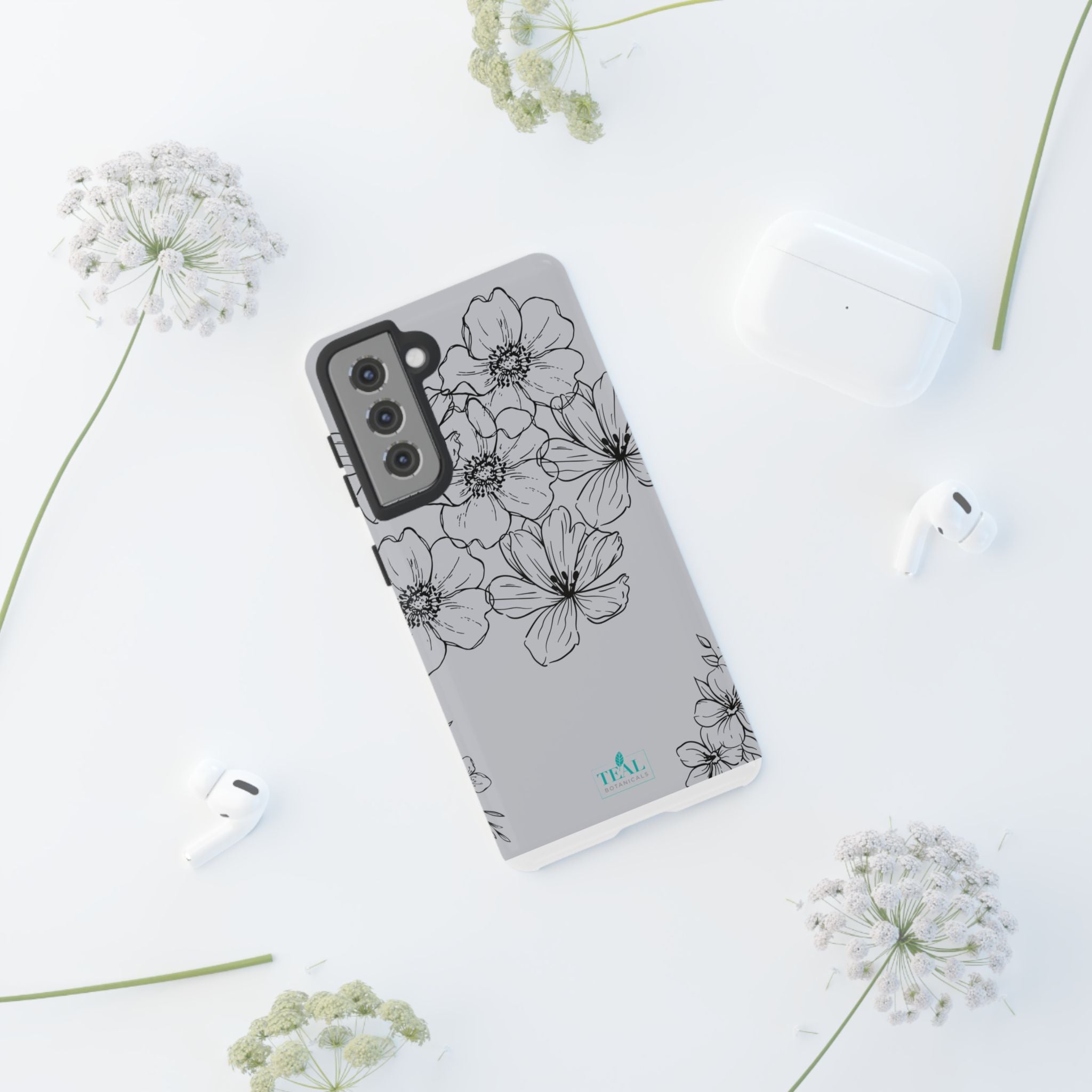 Flowers in Monochrome Phone Case Pink for Iphone and Android