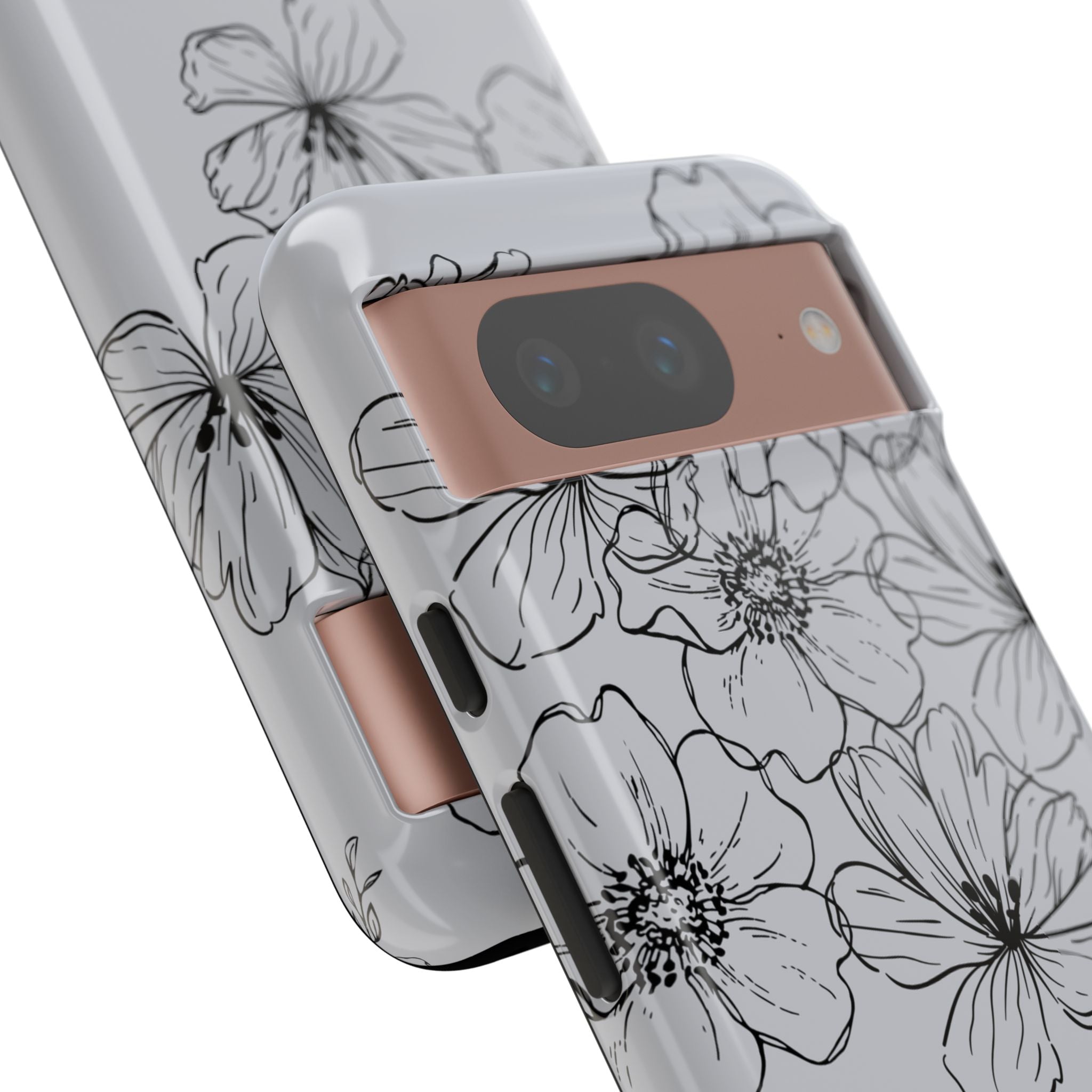 Flowers in Monochrome Phone Case Pink for Iphone and Android