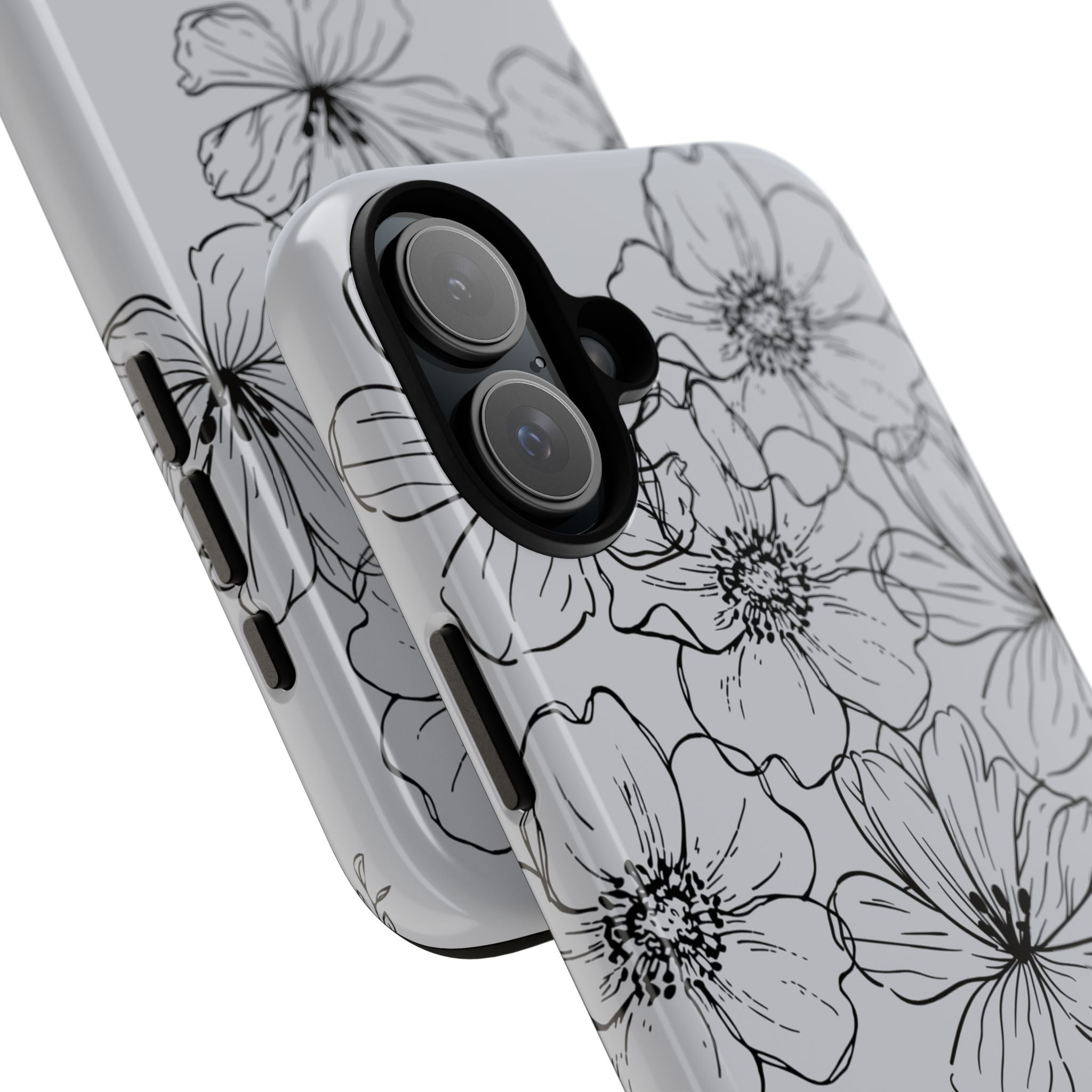 Flowers in Monochrome Phone Case Pink for Iphone and Android