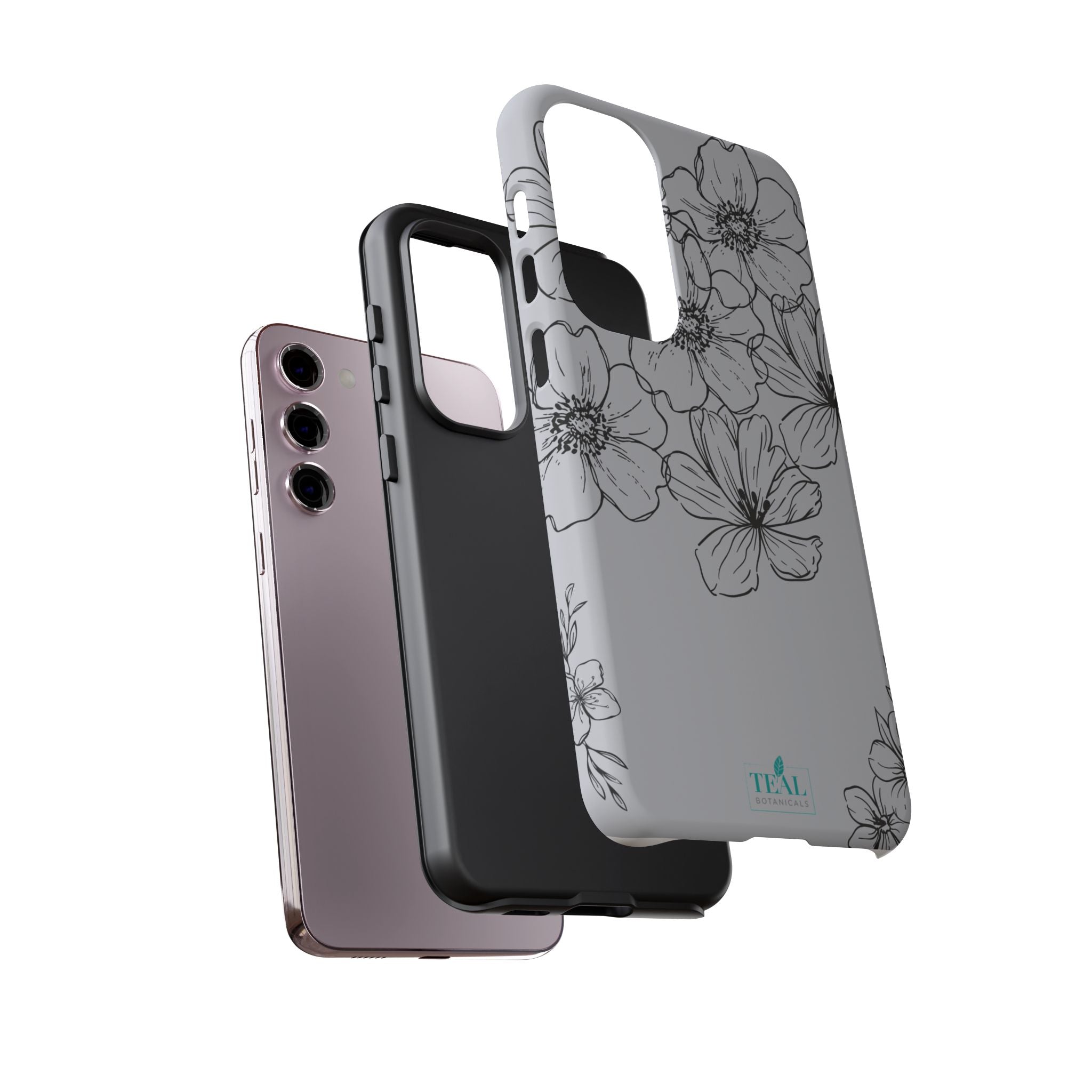Flowers in Monochrome Phone Case Pink for Iphone and Android