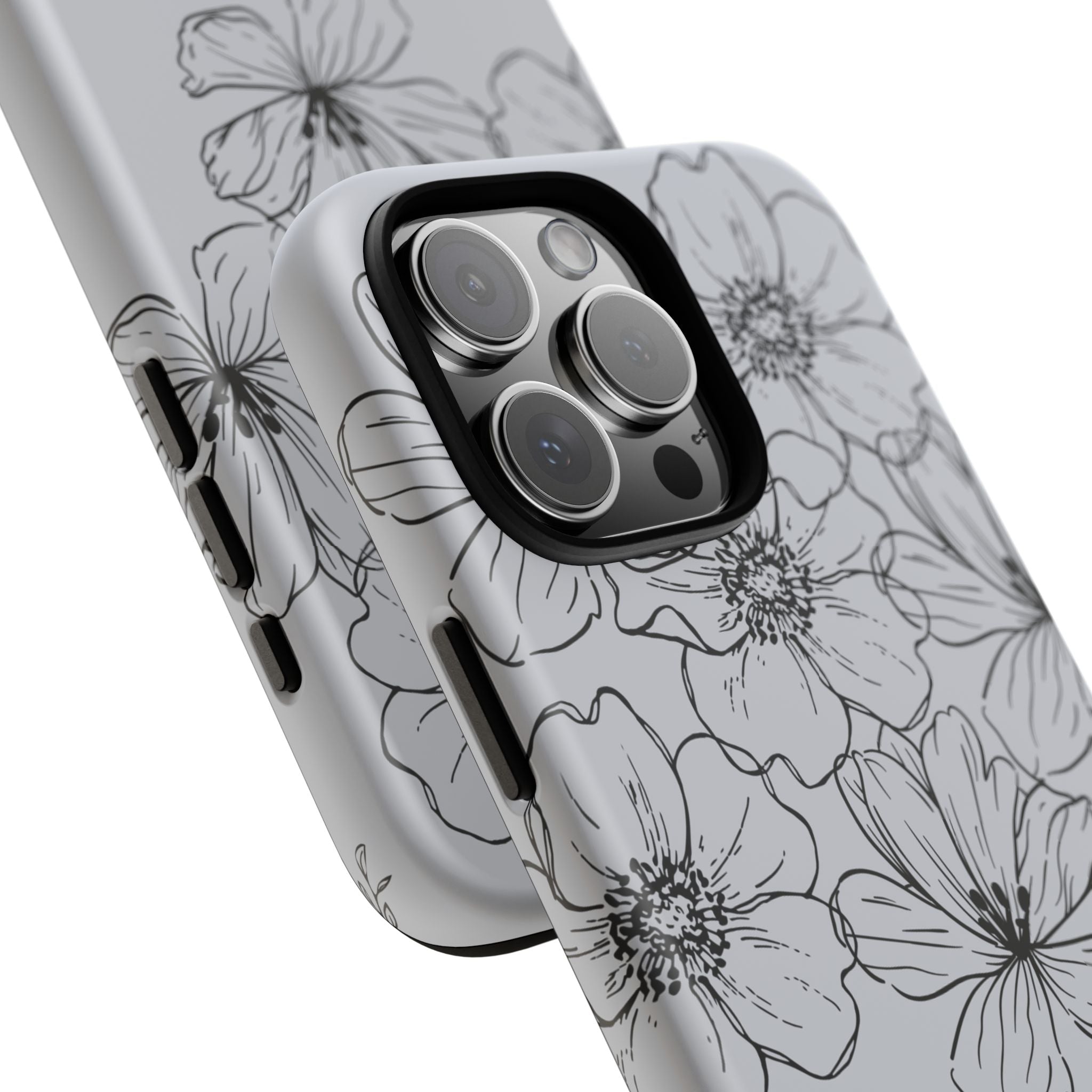 Flowers in Monochrome Phone Case Pink for Iphone and Android