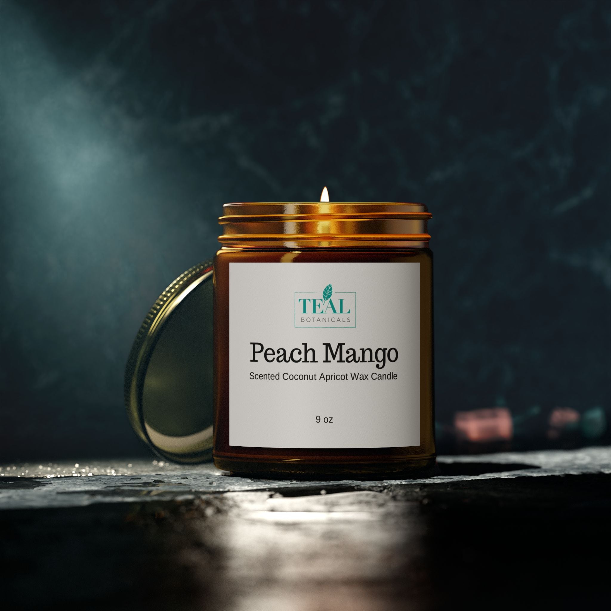Peach Mango Scented Candles, Coconut Apricot Wax (4oz, 9oz)