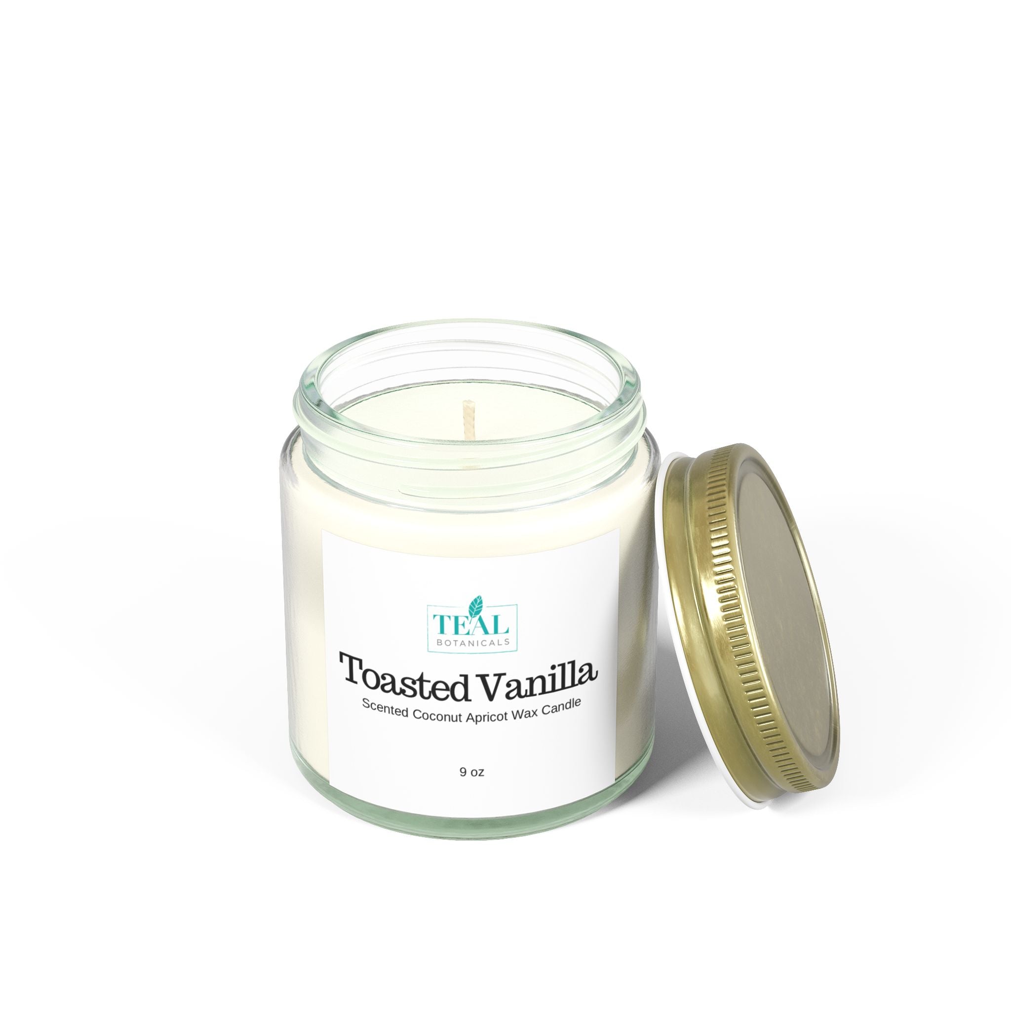 Toasted Vanilla Scented Candle, Coconut Apricot Wax 9oz