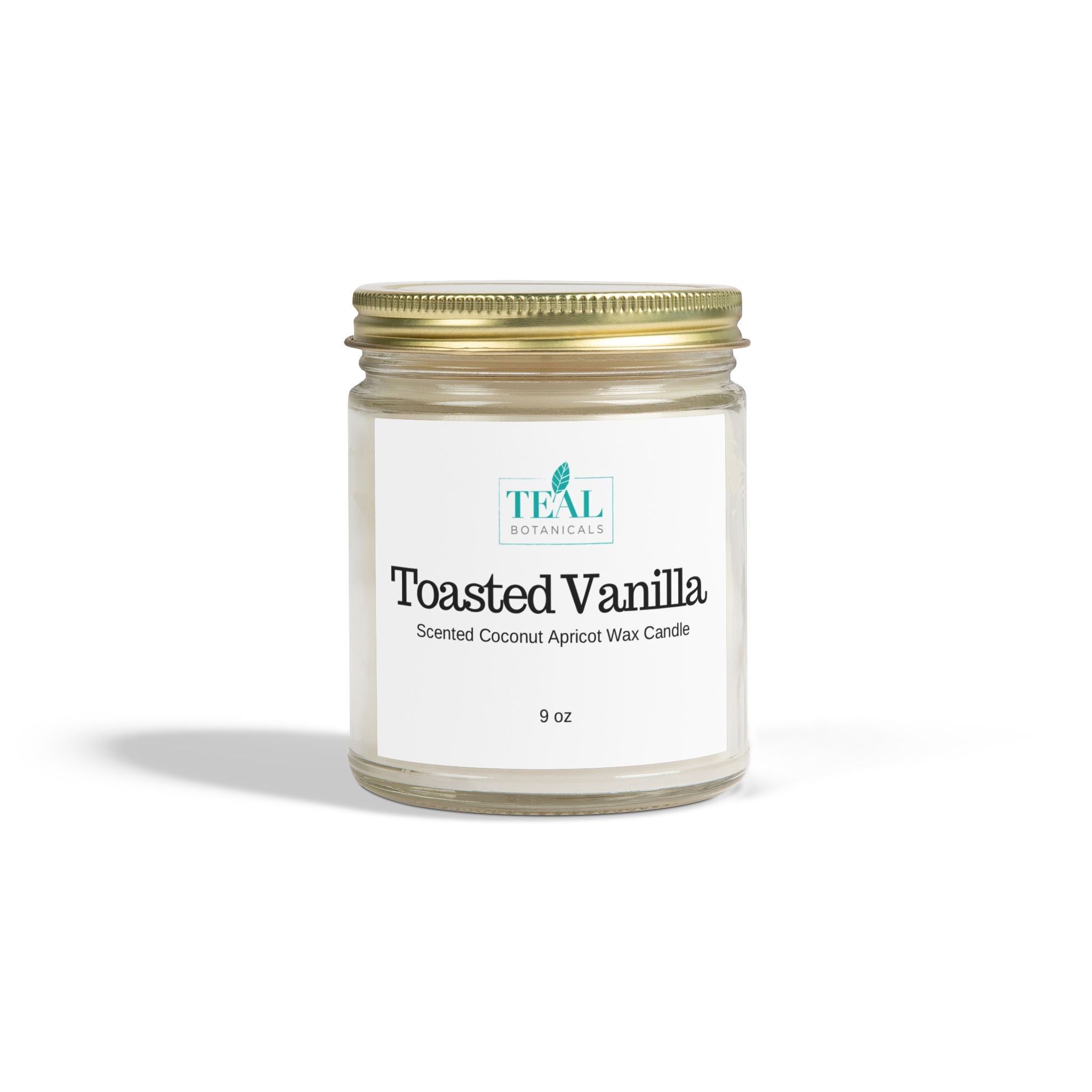 Toasted Vanilla Scented Candle, Coconut Apricot Wax 9oz