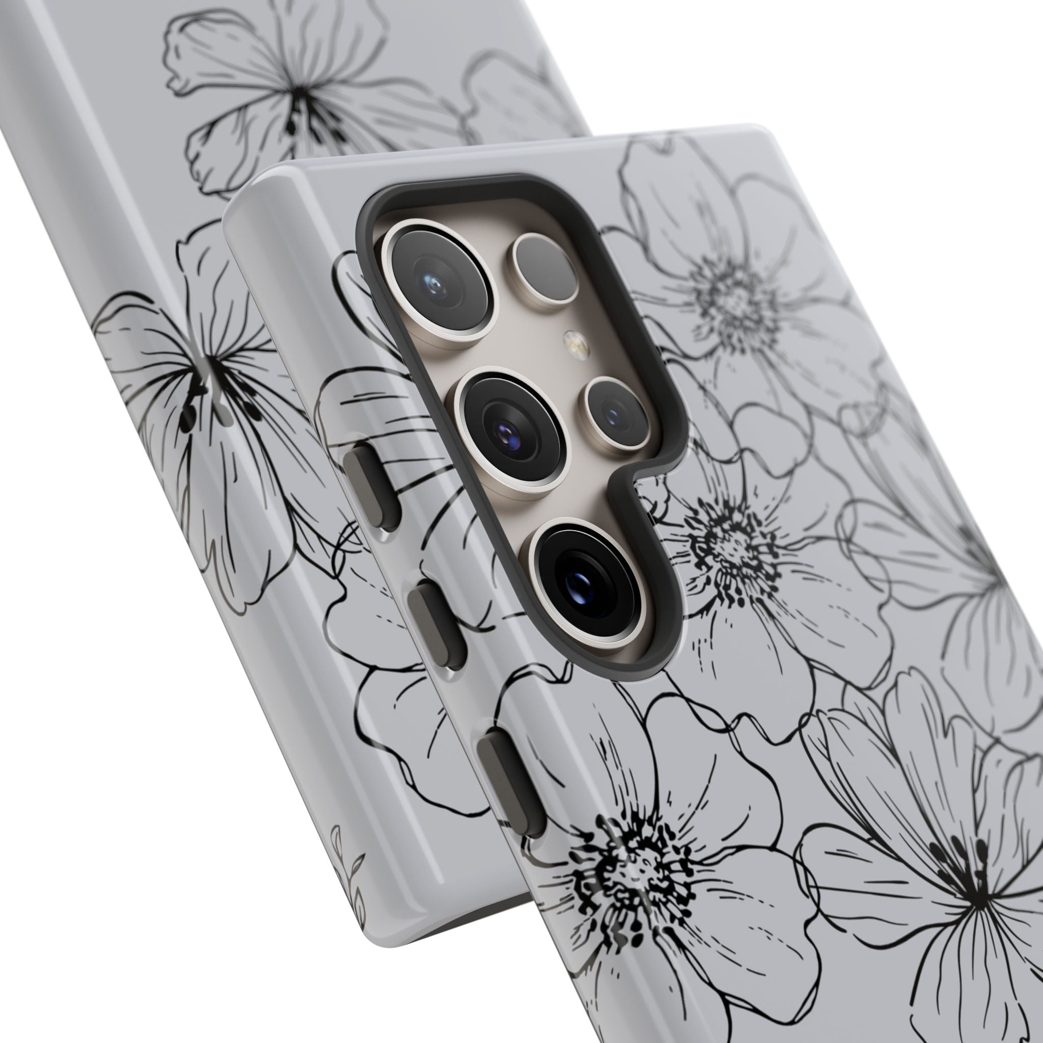 Flowers in Monochrome Phone Case Pink for Iphone and Android