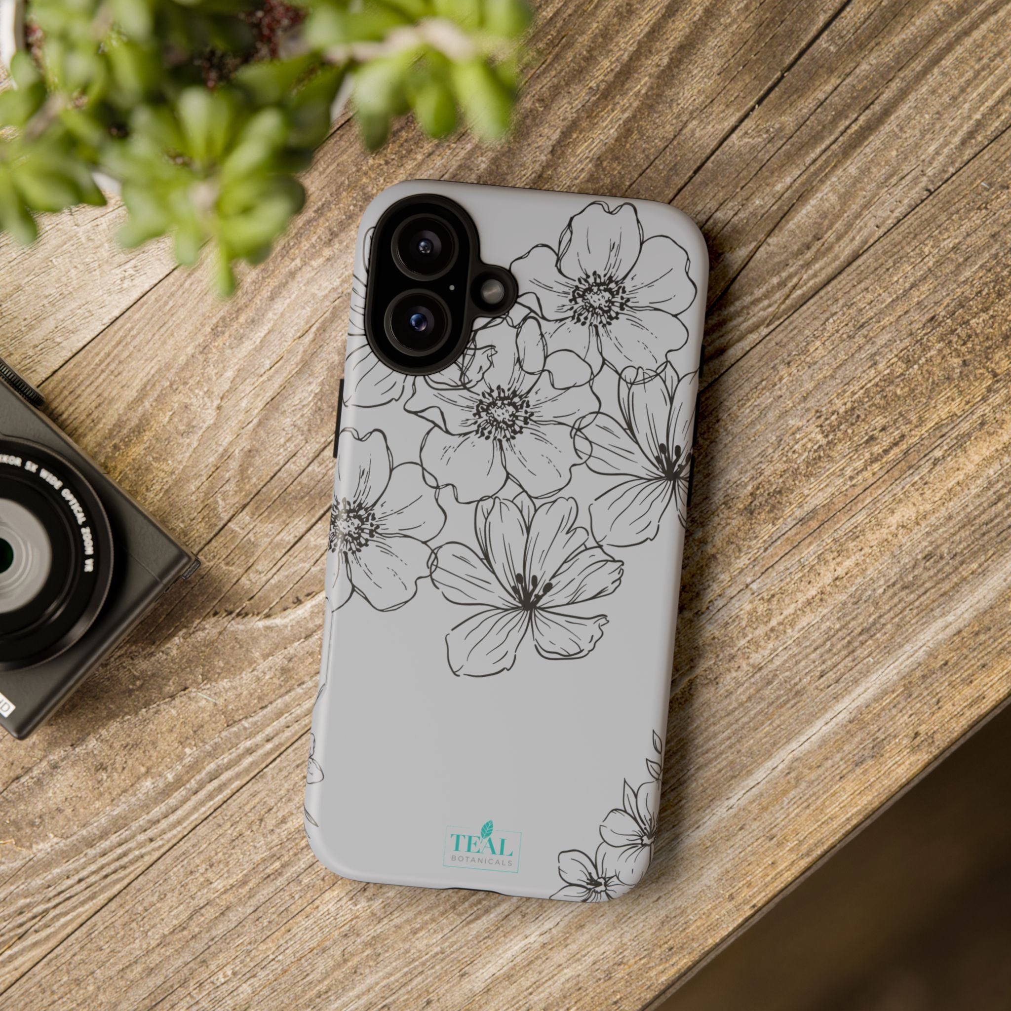 Flowers in Monochrome Phone Case Pink for Iphone and Android